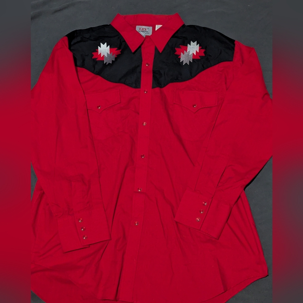 Ely Diamond Vintage Red and Black Shirt